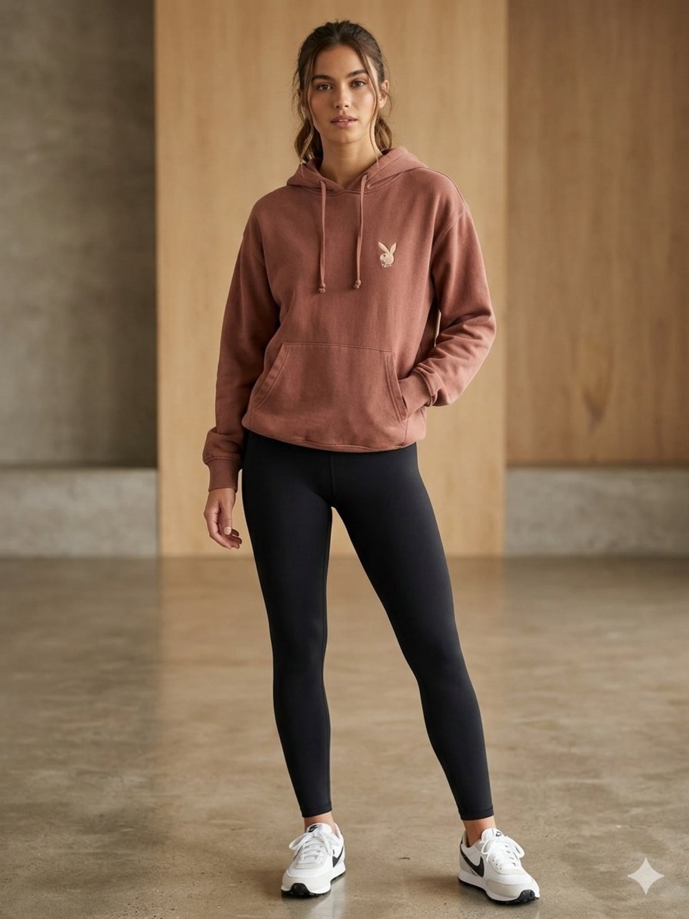 PLAYBOY Women’s Crewneck Hoodie in Dusty Brown